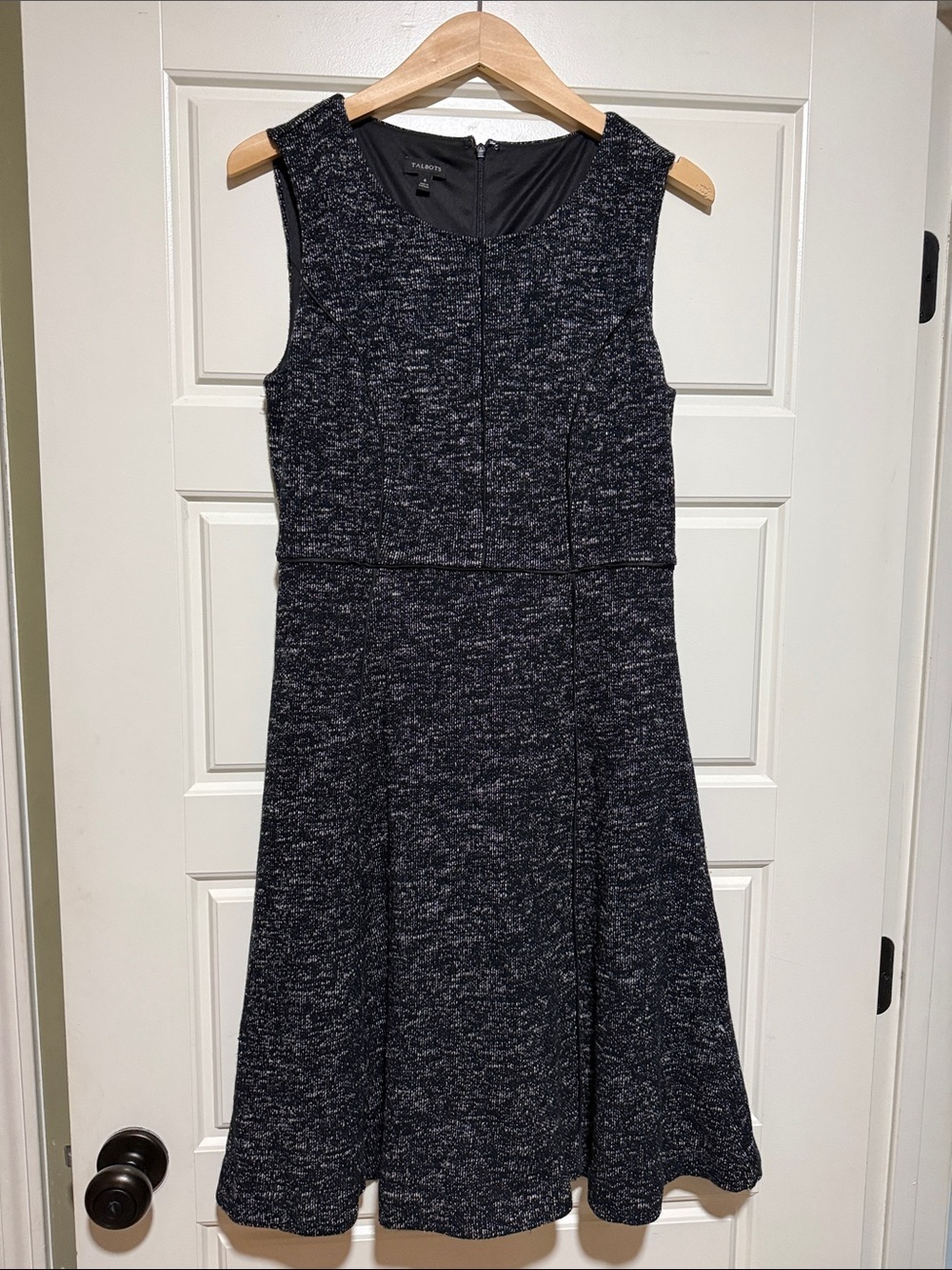Talbots Black & Gray Tweed Midi Dress - Picture 2 of 7